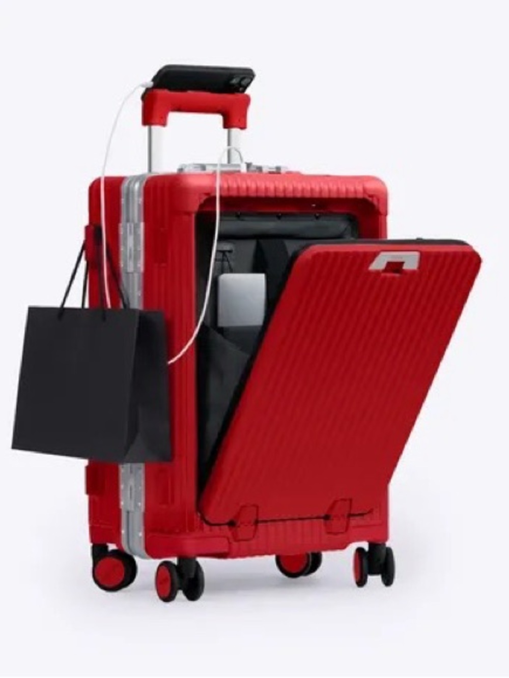 Red Front-Access Tech-Friendly Carry-On + Check-In Luggage